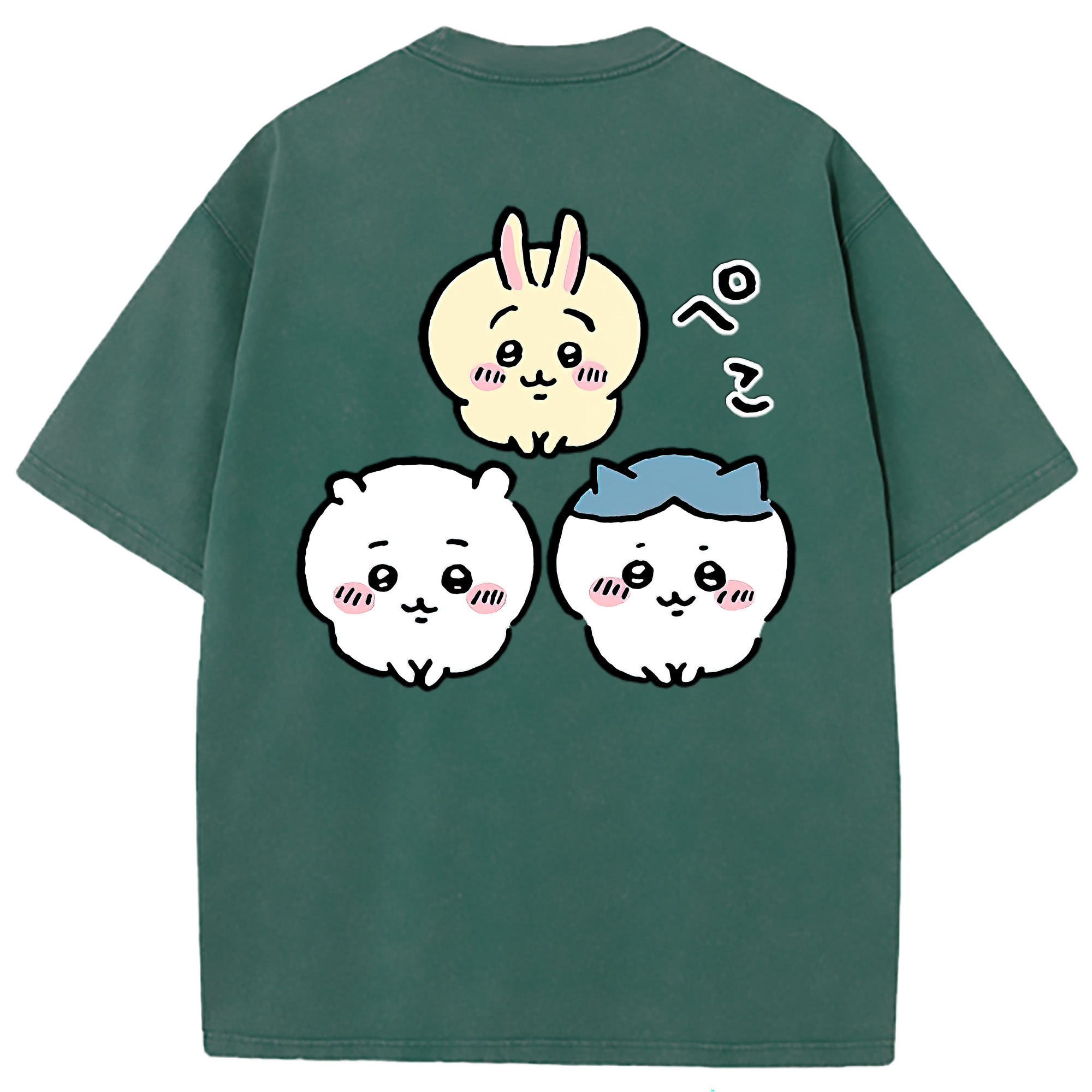 （画像用） ちいかわ うさぎ Chii-kawa usagi 綿100% ヴィンテージ風 半袖Tシャツ（背面プリント）